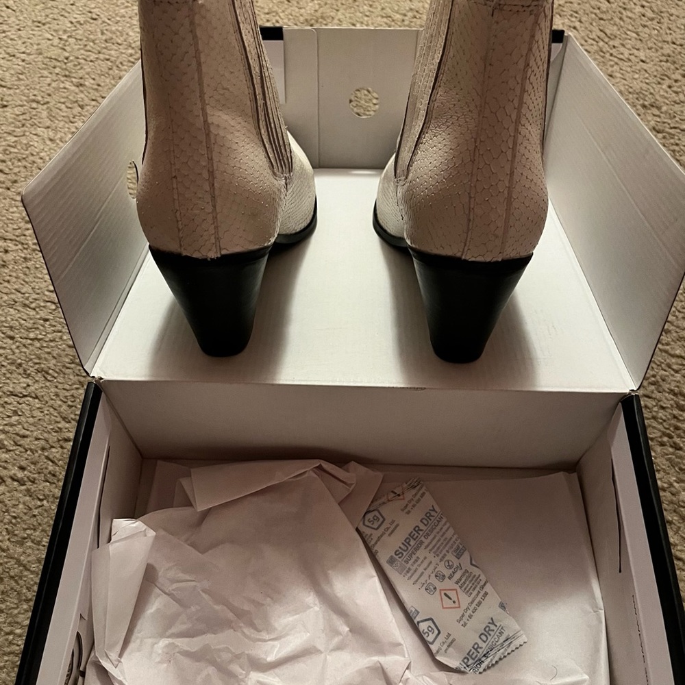 Cream western ankle boots